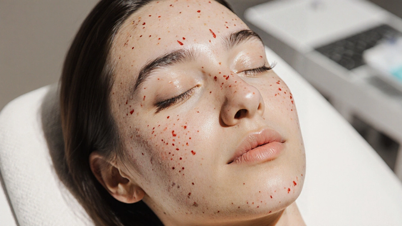 Лицо женщины с уменьшенной жирностью кожи после инъекций ботокса.