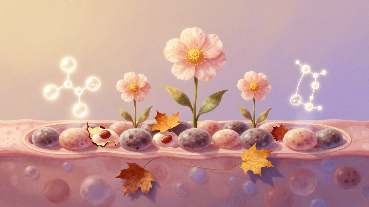 Абстрактное изображение обновления клеток кожи: старые клетки отшелушиваются, появляются новые