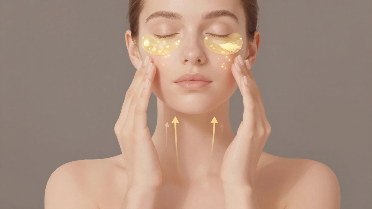Схема правильных движений при нанесении крема: от центра к краям и вверх по шее, с акцентом на зоны лица и декольте.
