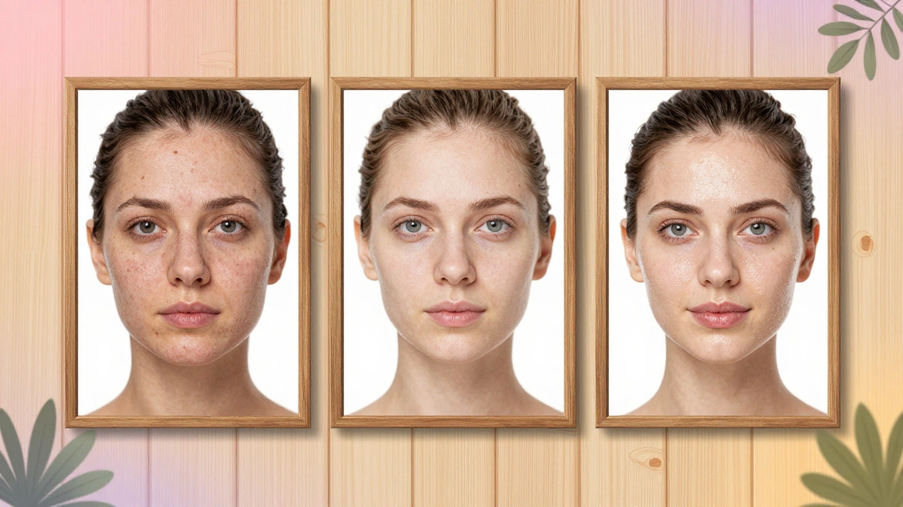 Три этапа улучшения кожи: от загрязнённой до сияющей после домашних процедур.