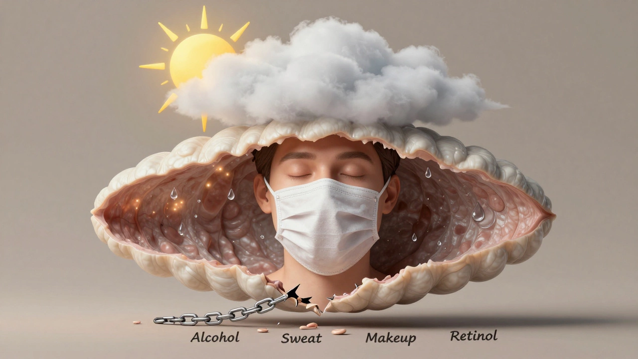 Лицо, выходящее из защитного кокона, с символами запрещённых факторов в виде разорванных цепей.