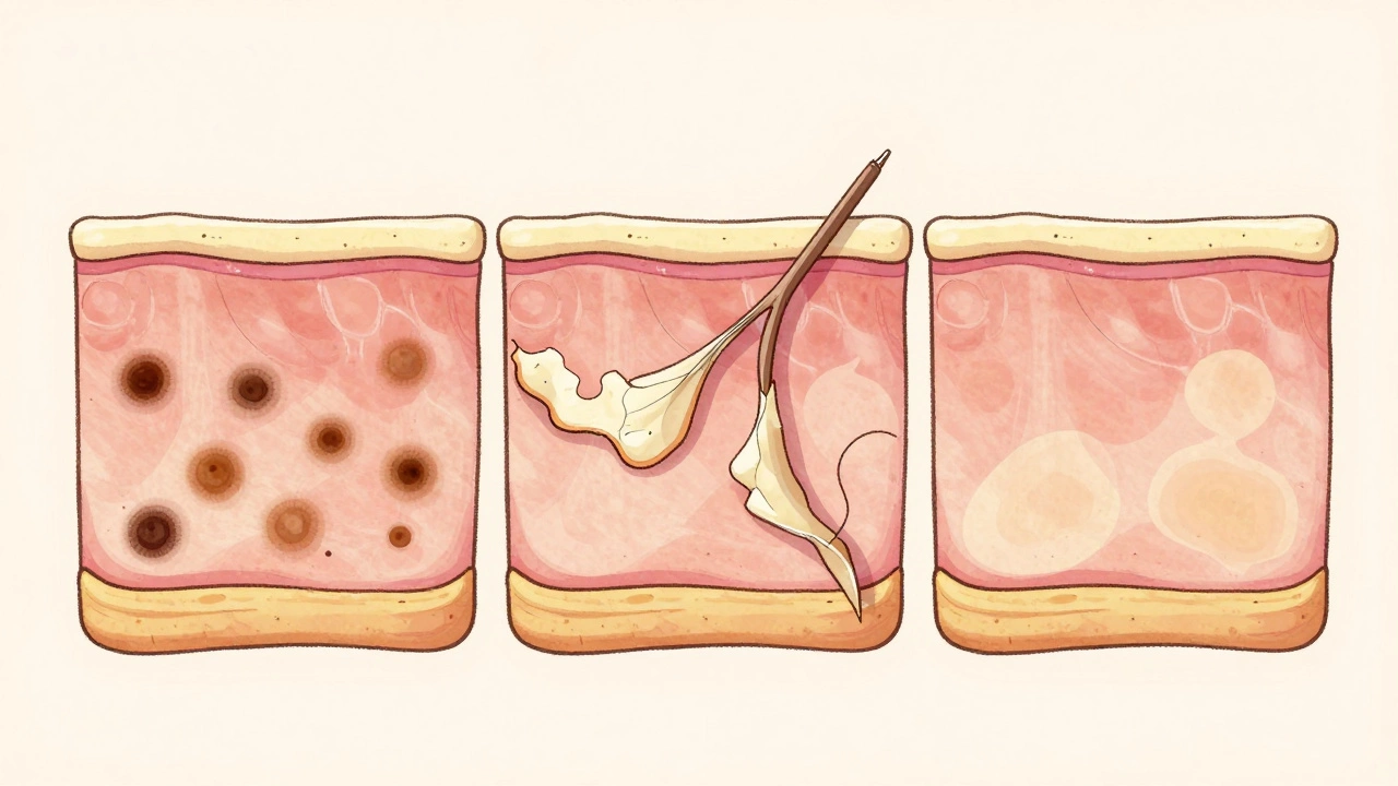 Три этапа восстановления кожи: потемнение, шелушение и осветление пигментации.