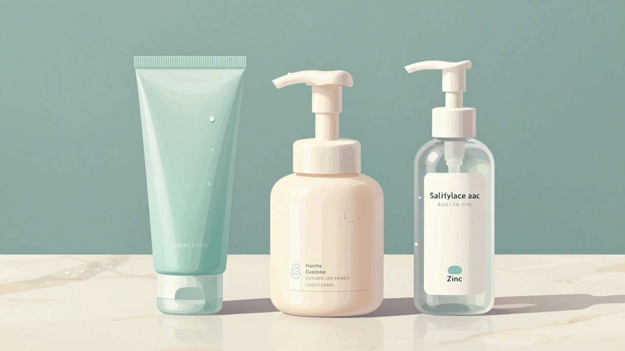 Средства для очищения кожи на мраморной поверхности