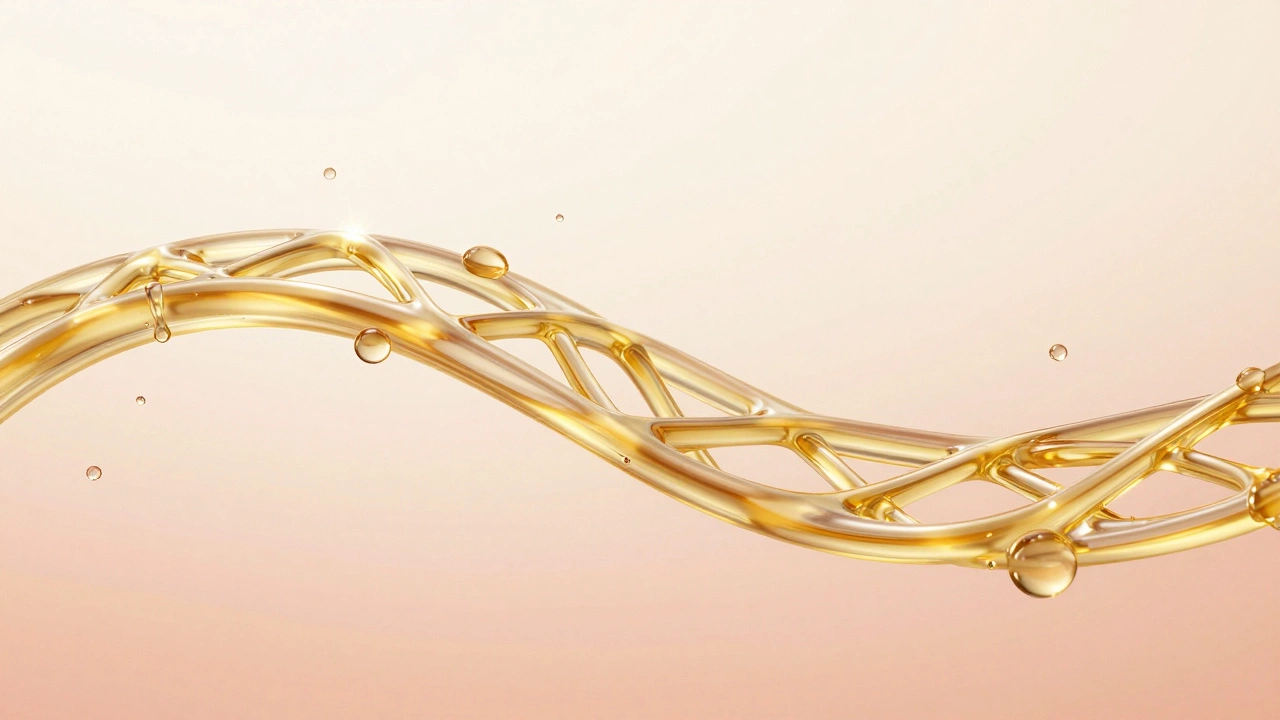 Абстрактное изображение коллагеновых волокон и капель воды для упругости кожи