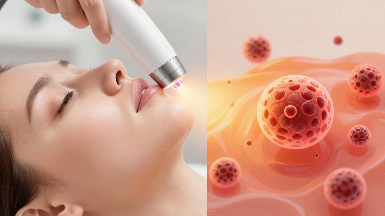 Концептуальное изображение воздействия лазерного луча на кожу и пигмент